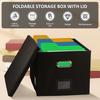 Foldable Hanging File Filing Box with Label Slot Fabric File Folder Organizer Box Portable Vinyl File Organizer Box with Lid