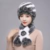 New Rex Rabbit Hair Hat Women's Winter Outdoor Scarf Set Warm Ear Protection Middle-aged and Elderly Fur Fashion