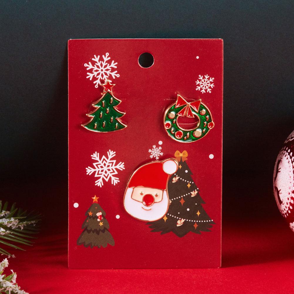 3pcs/set Halloween Christmas Snowman Brooch Santa Claus Bell Elk Oil-Dripping Corsages Enamel Pins Jewelry Accessories Gift