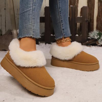 2024 Weiches Fell-Design Schlupf-Schnee-Stiefel Modischer Neuer Stil Bequeme Dicke Sohle Lässige Plüsch Warme Damen Stiefeletten