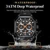 POEDAGAR Luxury Chronograph Square Man Watch Waterproof Luminous Date Men Watch Sports Leather Men's Watches Quartz
