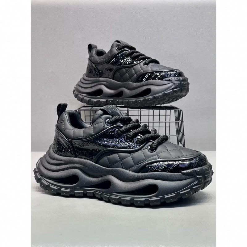 Mens Premium Leather Chunky Sneakers Casual Thick Sole Height Increasing Comfortable Walking Shoes