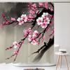 Chinese Flower Bird Shower Curtains Set Printing Waterproof Polyester Leaves Shower Curtains Bathroom Home Decor Mat 180X200Cm