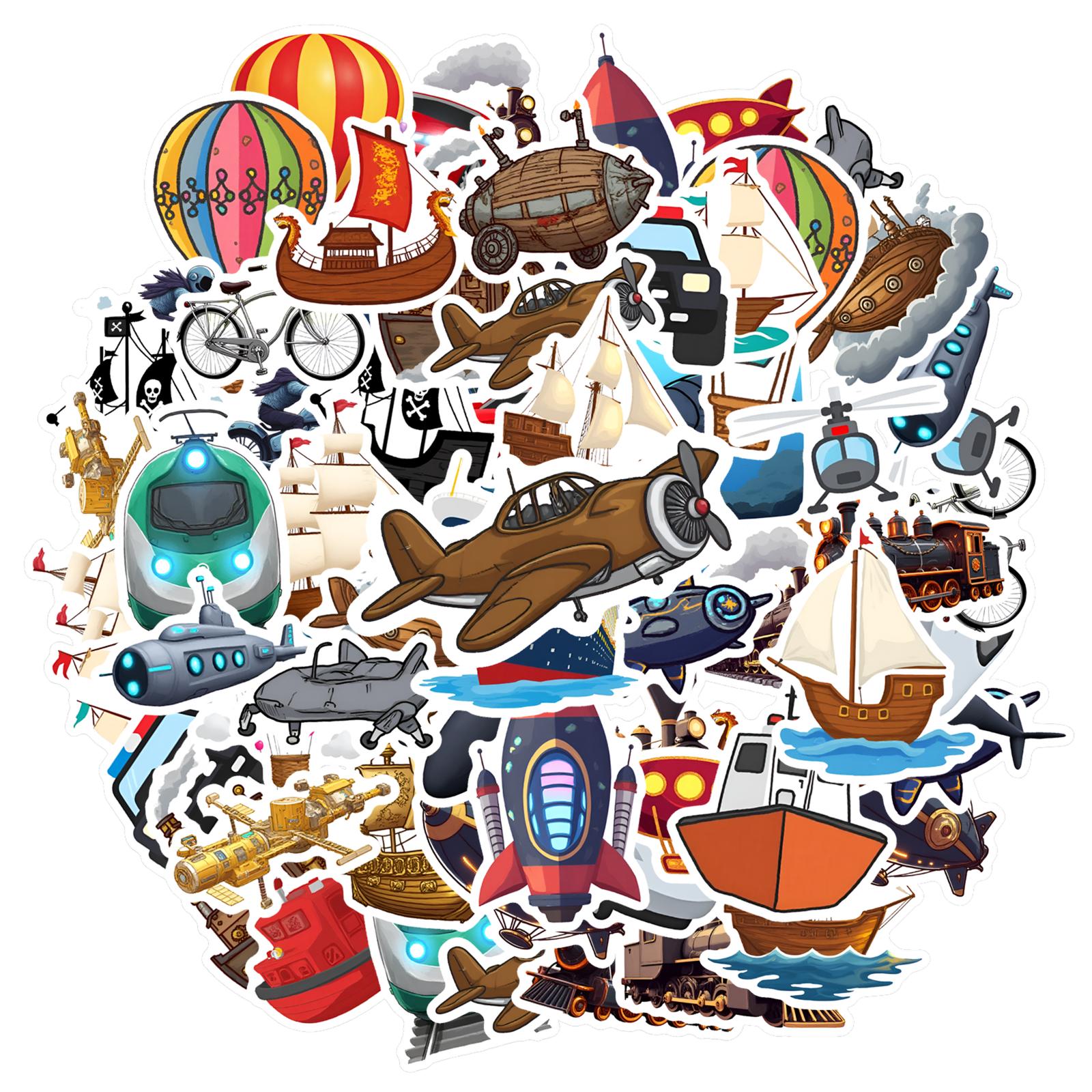 

35pcs-50pcs Playful Nautical Stickers Nostalgic Aviation Transportation Stickers Stationery Stickers For Laptop Motorcycle