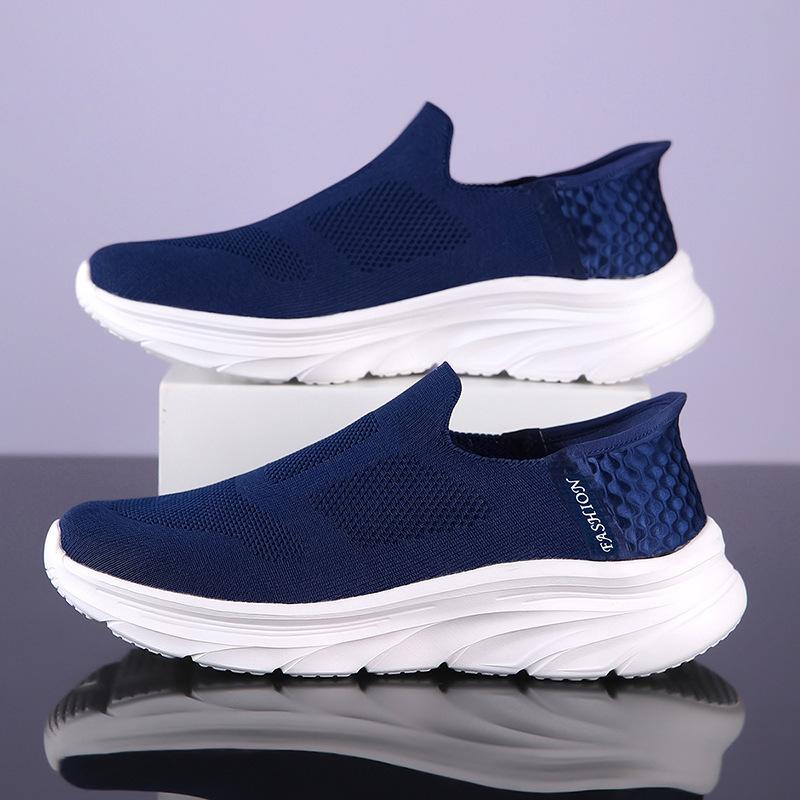 Spring casual sports running shoes soft-soled lazy shoes fly-woven breathable one-pedal mesh shoes