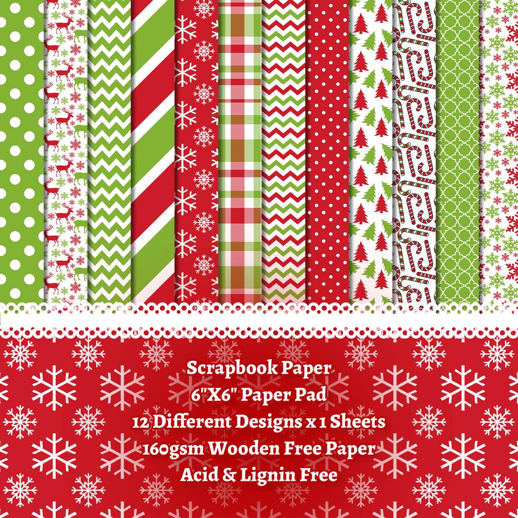 DIY Hot Sale 12 Sheets/package Handbook Material Package Color Christmas Material Paper Scrapbook Card Making Background Paper