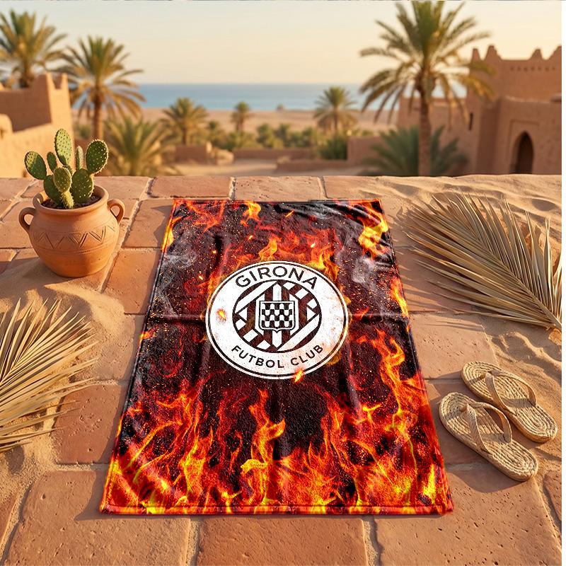 Girona FC Print Microfiber Beach Towel Quick Dry Absorbent Large Towel For Beach Swimming Travel