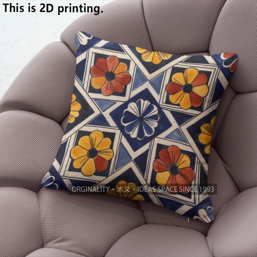 Mexican Tile Boho Throw Pillow Covers Pattern Cushion Cover Suitable for Sofa Bedroom Car Pillow Cover