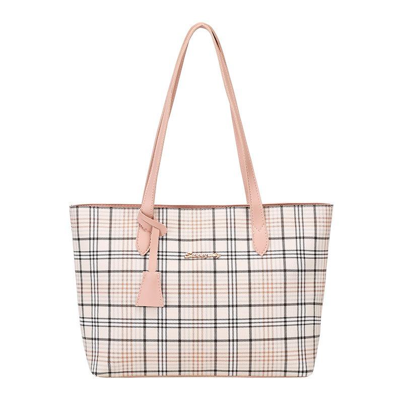 Plaid Printed Tote Bag Large Capacity Shoulder Bag Female Korean Shopping Bag