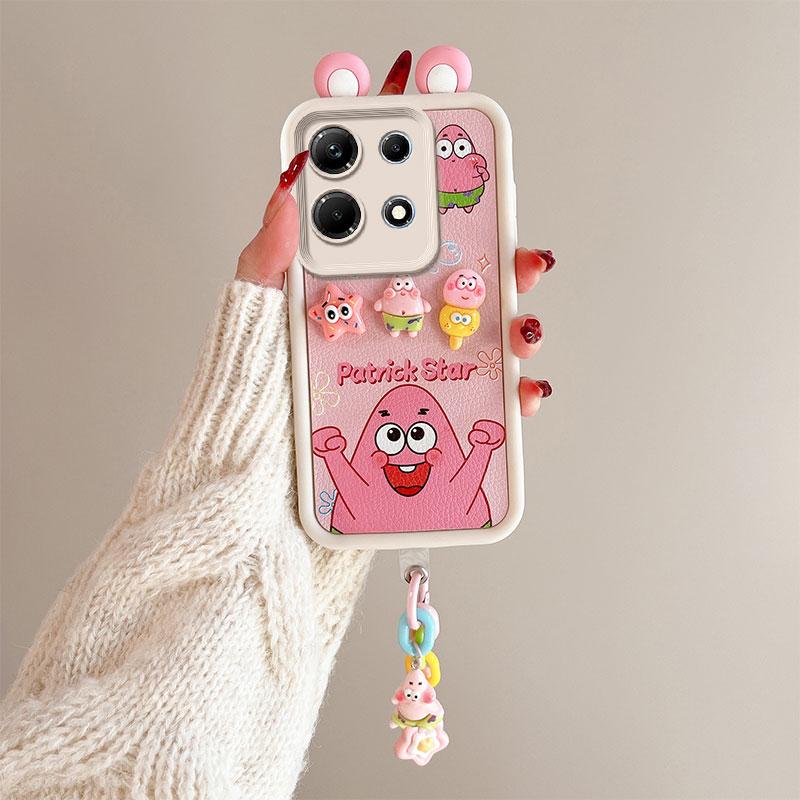 KEYSION Cute Ear 3D Cartoon Case for Infinix Note 30 with Bracelet Soft Silicone Shockproof Phone Cover for Infinix Note 30 5G