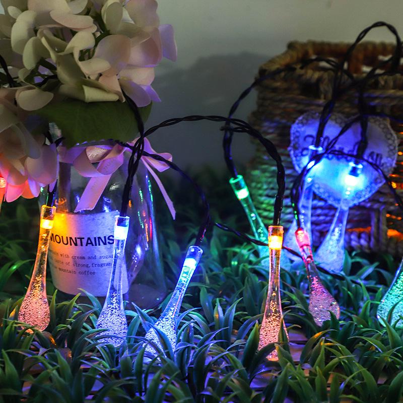 Solar String Lights: 20 LED Water Drop Design, Colorful, Waterproof, Ideal for Outdoor Camping and Courtyard Decoration.