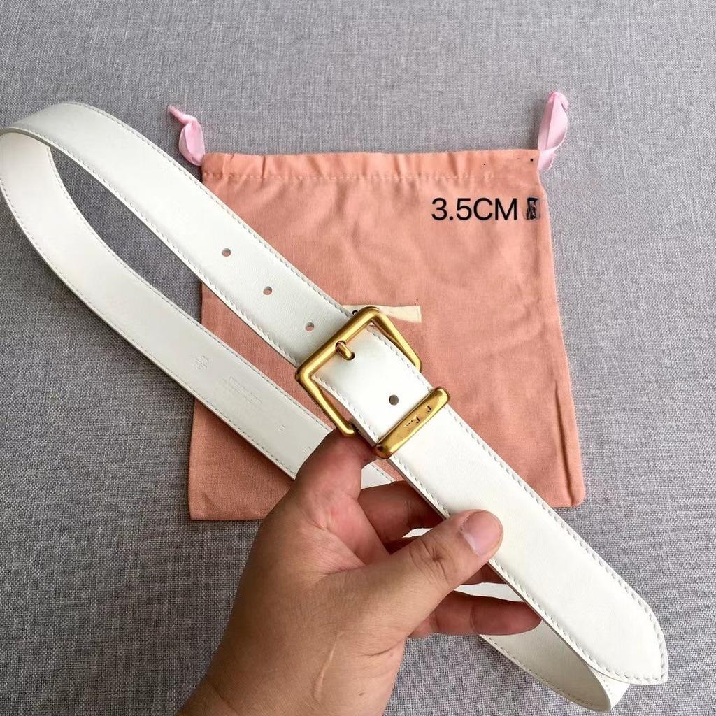 New 3.5cm high-quality first-layer cowhide MIU belt decorative buckle with jacket pants leather belt