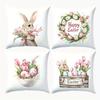 Vikama 4-Piece Easter Bunny Cushion Cover Set Double-Sided Printed Cushion Covers Sofa, Bench & Patio Cushion Covers Home Decor