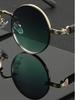 Individuality Anti-glare Sunglasses American Classic Metal Round Frame Sunglasses Punk Metal Wooden Leg Women's Sunglasses Men's Sunglasses