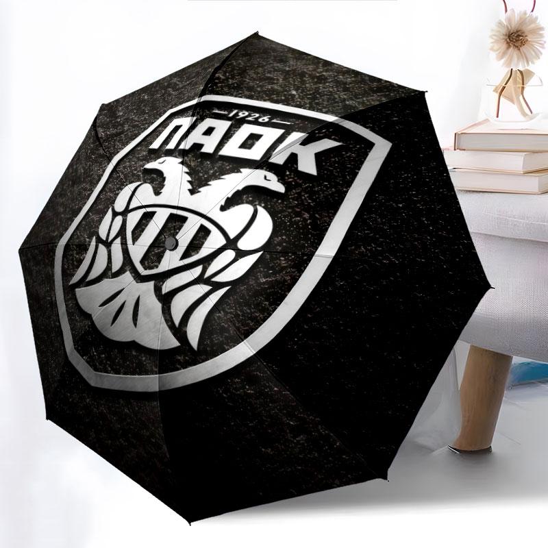 PAOK, automatic folding umbrella, portable and foldable design, 8 ribs, a Christmas or birthday gift.
