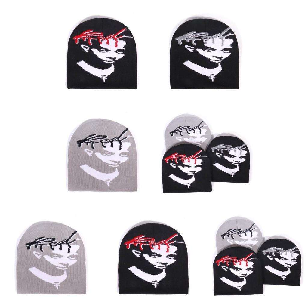 Fashion Figure Portraits And Letter Patterns Men Casual Knitted Hats For Autumn Wear