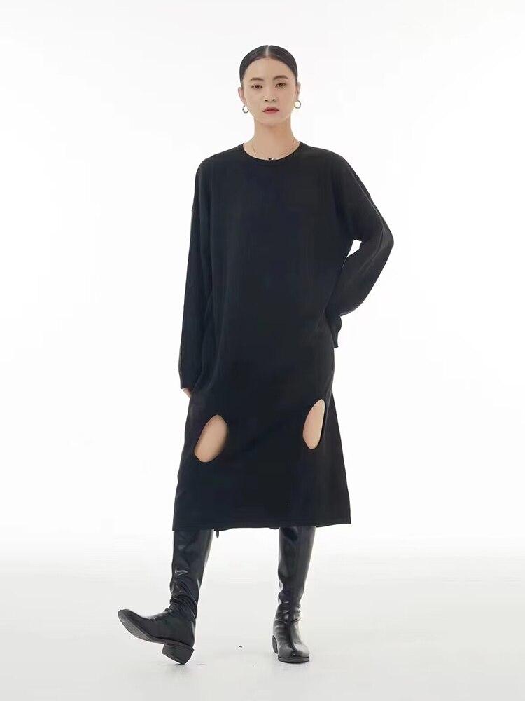 Xitao Fashion Hollow Out Dress Solid Color Casual Women WLD9484