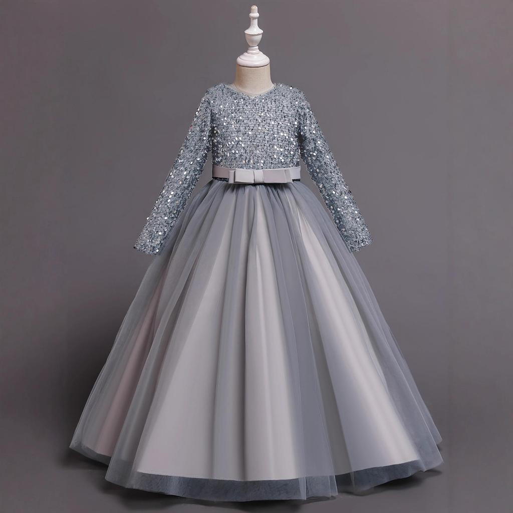 Girls' Sequin Princess Evening Gown for Birthdays and Performances