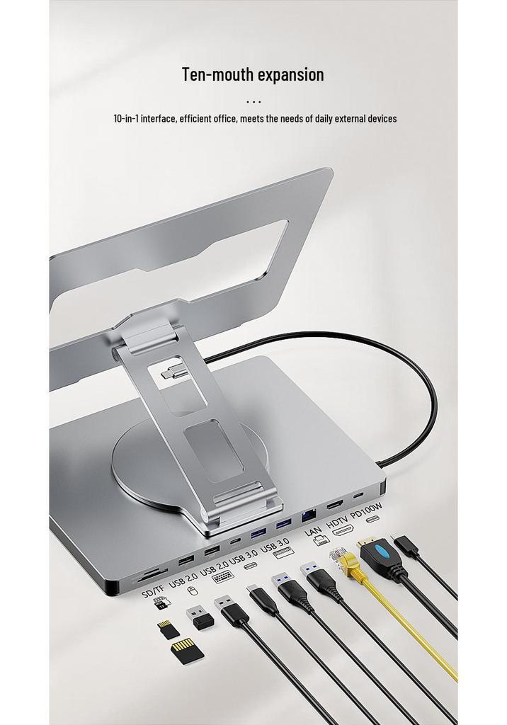 Rotating Tablet Stand with HDMI, Gigabit Ethernet, USB 3.0 Docking Station & Splitter
