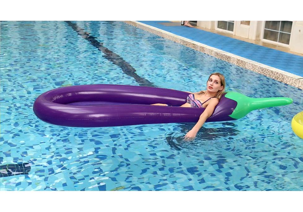 Large Purple Inflatable Eggplant Float with Net Lounger