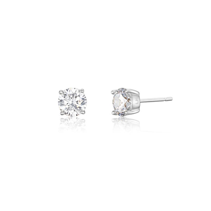 LUNNE 14k Round Brilliant 0.1 Carat Moissanite Earrings (14k Gold) #MOE02