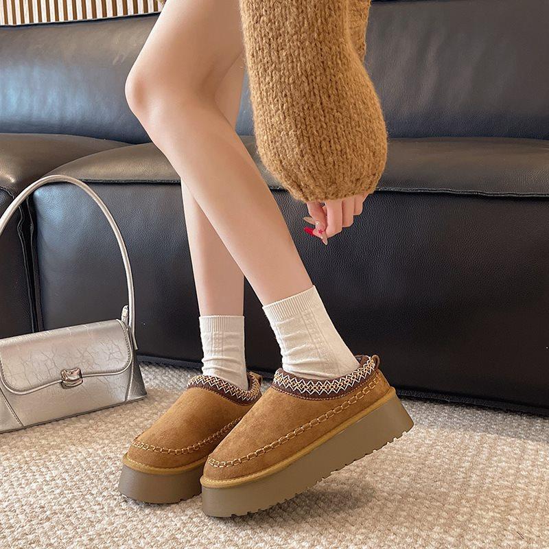 Mao Mao Slippers One-pedal Thickened Snow Boots Women's New Ethnic Style Winter Velvet Thick-soled Classic 2025 Cotton Shoes