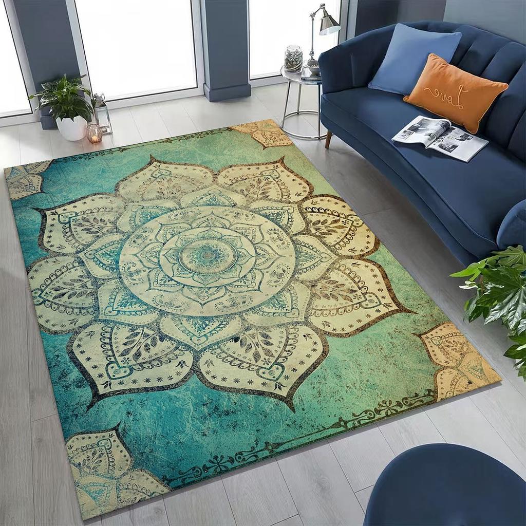 2026 Rainbow Mandala Flower Chakras Yoga Bohemia Art Rug for Bedroom Living Room Sofa Home Doormat Decor,Kid Non-slip Floor Mat