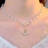 New pearl necklace versatile simple accessories classic diamond-encrusted fashion high-end light luxury niche sweater chain necklace