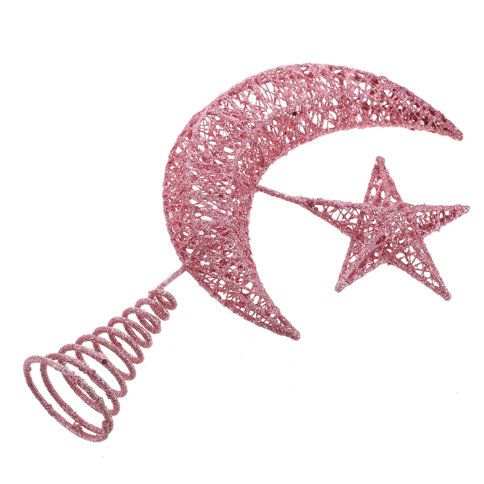 

Star Moon Tree Topper for Christmas Xmas Festival Holiday Decor Glitter Finish Elegant Design Home Party Decoration Ornament