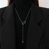 Minimalist Metal Ballpoint Pendant Necklace For Women Lady Elegant Long Geometric Pull-Out Chain Necklace Autumn Sweater Jewelry