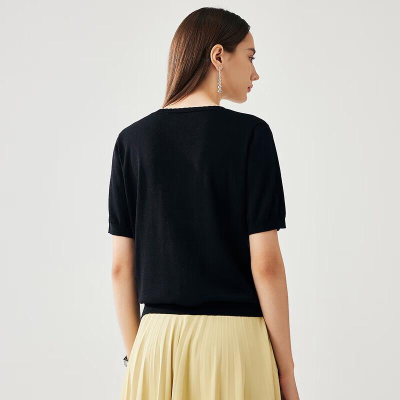 Zhaojun Spring Summer Silk Embroidered Knitted T-Shirt