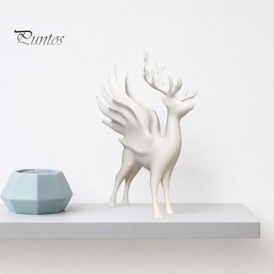 Modern Animal Art Decor Christmas Elk Statue with Wings, 3D Printed Reindeer Figurine, Antler Deer Standing Sculpture for Dining Table, Fireplace,
