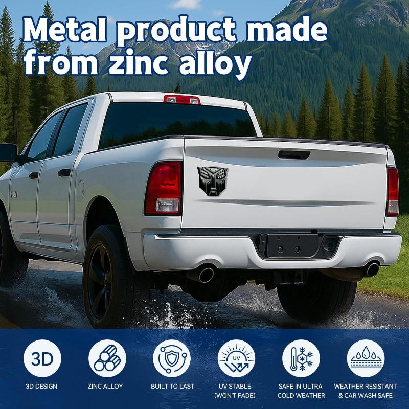 Auto Robot Metal Autobot Emblem for Car Glow-in-The-Dark Effect Auto Car Accessories Vehicle Decorative Silver
