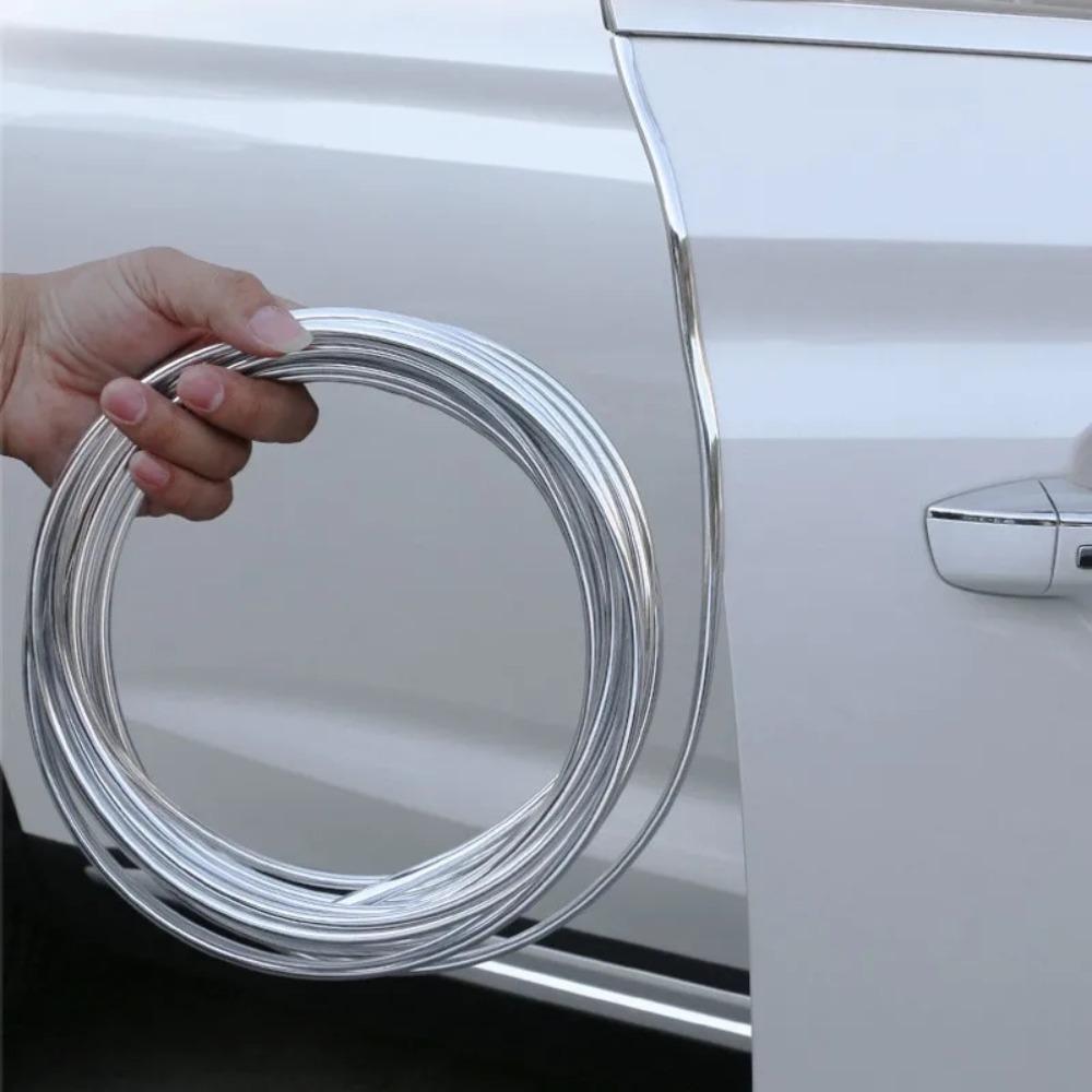 6M Car Door Chrome Moulding Trim Strip Scratch Guard Protector Cover Strip for Car Door Edge Air Outlet Door Hood Trunk Bumper