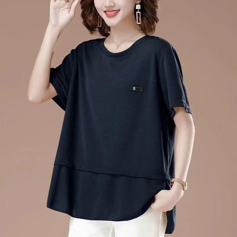 Women's Short-sleeved T-shirt, Summer Short-sleeved Loose Women's Blouse, with A Stylish Belly and A Youthful Appearance