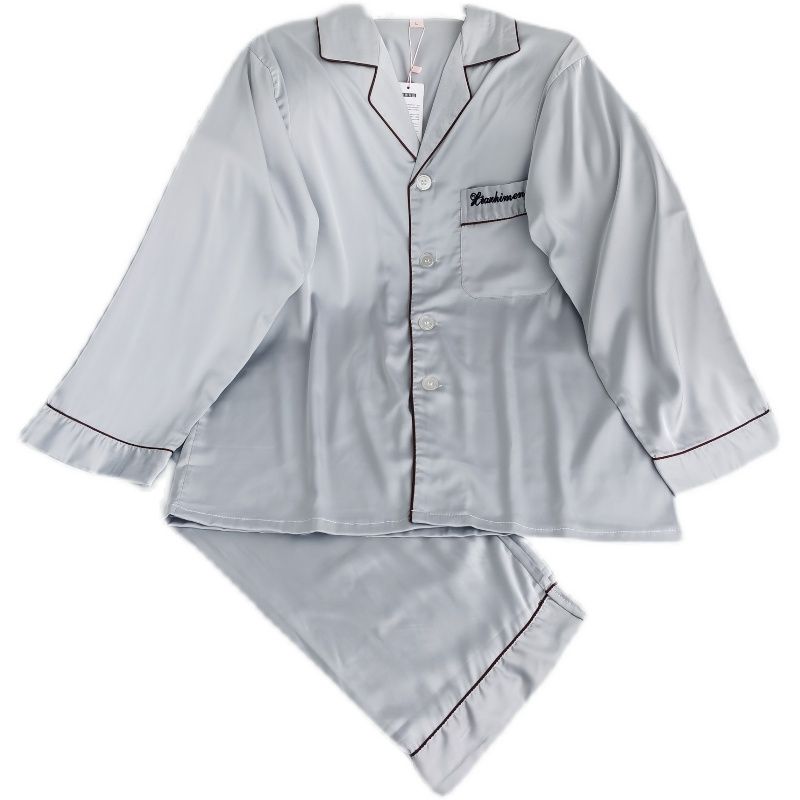 Summer Dream Silk Pajamas Men's Suit Summer Long-Sleeve Couple Thin Real Silk Home Wear Spring and Autumn Men