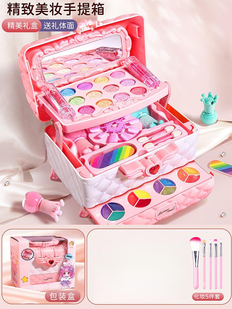 Kinderen wasbare make-up meisjes speelgoed - Kinderen make-up kit voor meisjes, echte make-up set, kleine meisjes make-up kit voor peuters kinderen pr
