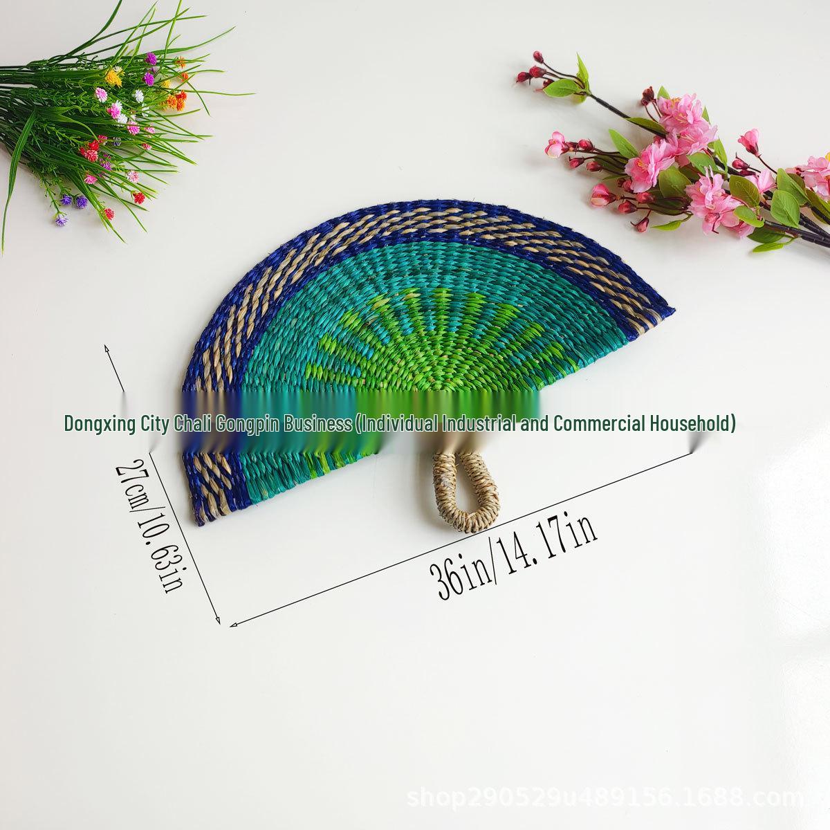 Colorful Handmade Seagrass Wall Hanging Fan - Lin Feng Decorative Summer Handheld Fan