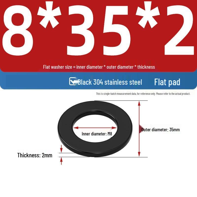 Ultra-Thin Black Zinc-Plated Stainless Steel Flat Washer (M2-M20)
