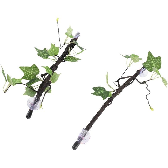 Reptile Corner Branch, 2 Pcs Plastic Strong Durable Imitation Bendable Jungle Climbing Vine Suction Cup Design Flexible Terrarium Plant Decoration