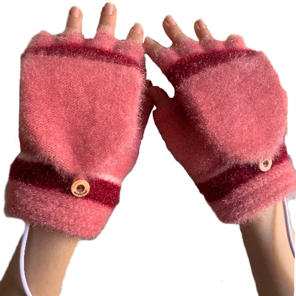 Heated Gloves Electric Gloves for Men Women Half Finger Heating Hand Warmer Winter Gloves for Office Work