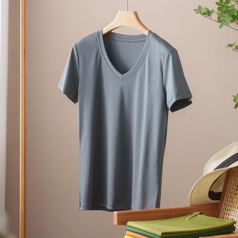 Rundhals Kurzarm Damen Sommer Neueste Trendige Vielseitiges und Bequemes T-Shirt Langgewaschenes Baumwoll Oberteil Ohne Verformung