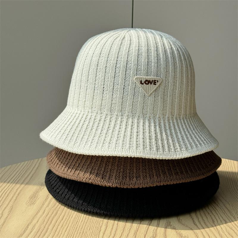 Knitted Bucket Hat Women's Spring Summer Solid Color Bucket Hat Sun Hat