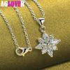 925 Sterling Silver AAA Zircon Flower Pendant Necklace Jewelry