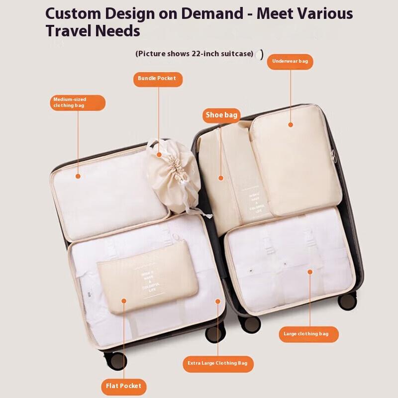 Travel Waterproof Nylon Zipper Mesh Storage Bag Set For Clothes Pouch Luggage Organizer Container