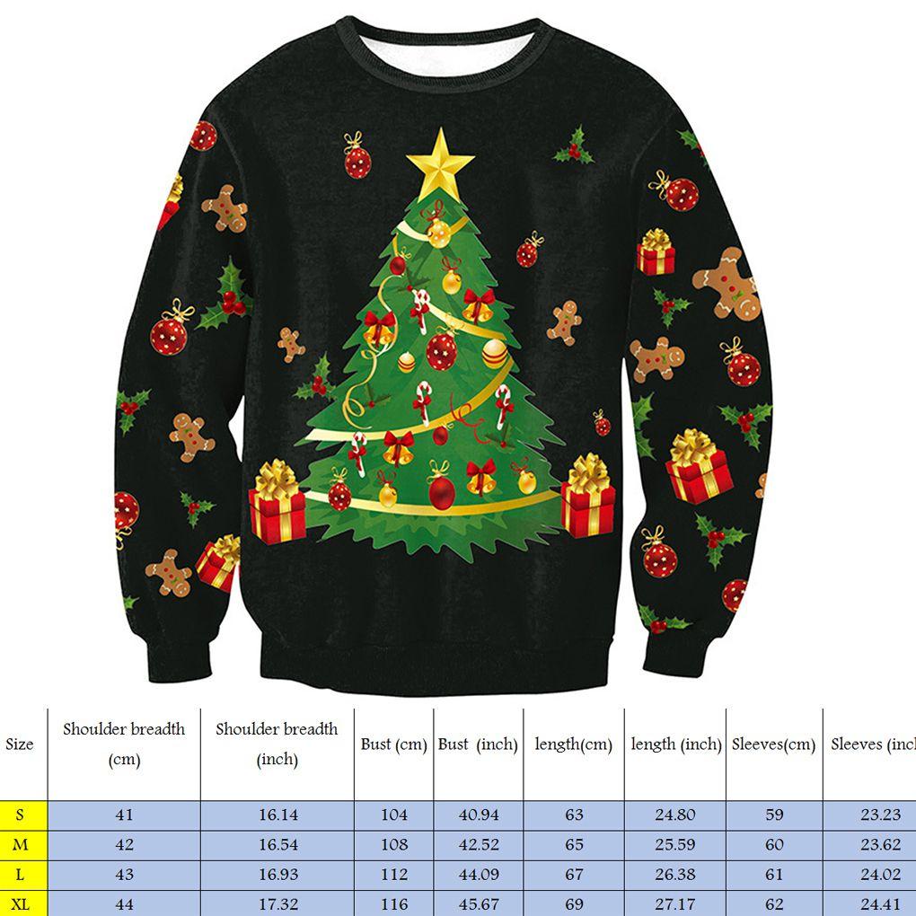 Loose Round Neck Sweatshirt Top Santa Claus Printed Long Sleeve Pullover