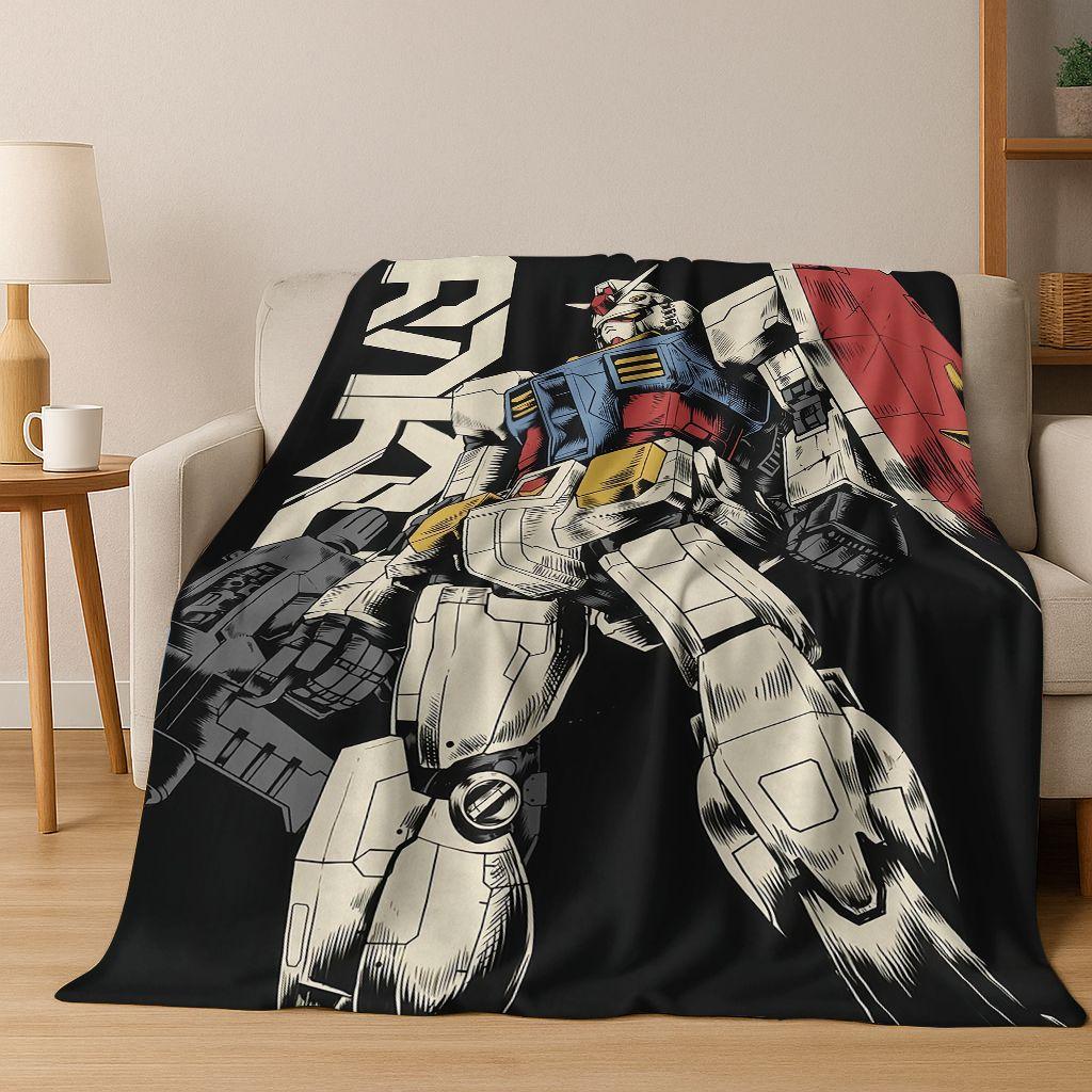 26 Style Gundam Cartoon Robot Flannel Blanket,Warm and Cozy Soft Throw Blanket for Home Bedroom Bed Sofa Picnic Office Cover