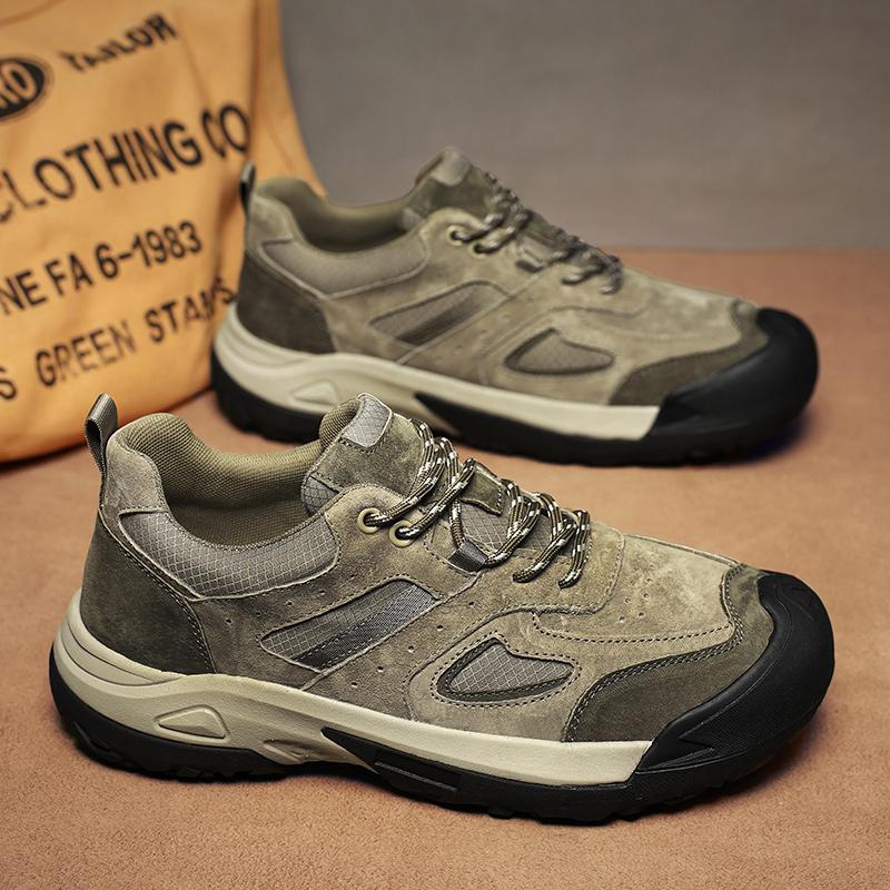 Vintage Style Men's Hiking Shoes Non-Slip Outdoor Lace Up Casual Shoes Travel Climbing Camping Footwear Versatile Man Sneakers