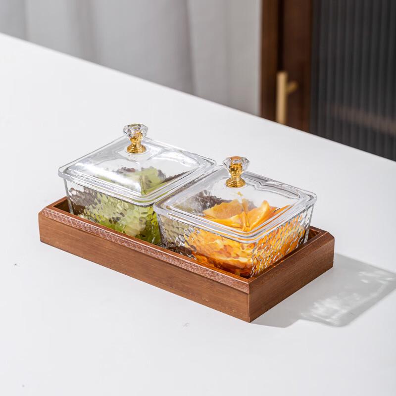 Hammered Glass Snack & Fruit Serving Set