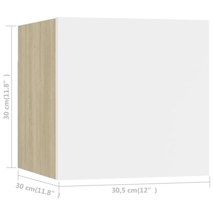 VidaXL Meuble TV mural Blanc brillant 30,5x30x30 cm